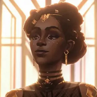 😌 8c7a35f4 Mel Medarda Arcane desenho animado, animado, aristocrata, ouro, Medarda whatsapp sticker