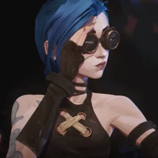 ✖ 00b33c29 Jinx Arcane Jinx, Arcane, personaggio, femmina, capelli blu telegram sticker