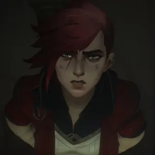 ✖ 0f64bbf4 Vi Arcane Arcane, Vi, personaggio, animato, capelli rossi, tatuaggio telegram sticker