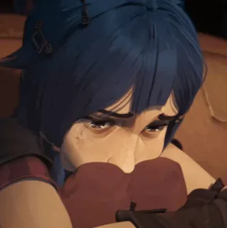 ✖ 1b4a878a Jinx Arcane Jinx, Arcane, Triste, Personaggio, Capelli blu telegram sticker