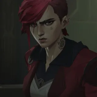 ✖ 5533ac75 Vi Arcane Arcane, Vi, personaggio, animato, capelli rossi, serio telegram sticker