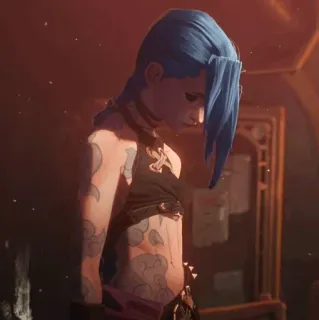 ✖ cf37708f Jinx Arcane Jinx, Arcane, personaggio, capelli blu, anime telegram sticker