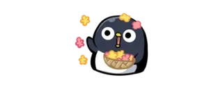 🦈 59f5c43b penguin, flower, cute, animal telegram sticker
