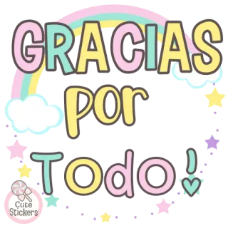 🌈 40c1f46a GRACIAS POR TODO! terima kasih, rasa syukur, spanyol, berwarna-warni, pelangi, imut, stiker whatsapp sticker