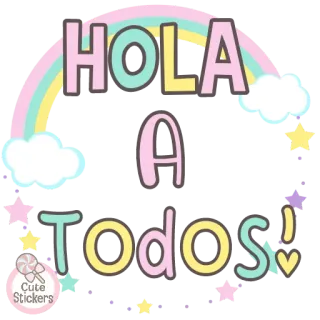 🌈 5e73e119 Hola A Todos! halo, pelangi, bintang, awan, stiker lucu, bahasa Spanyol whatsapp sticker
