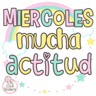 🌈 6a840375 MIERCOLES
mucha actitud rabu, sikap, positif, stiker, spanyol, imut, pelangi, warna pastel whatsapp sticker