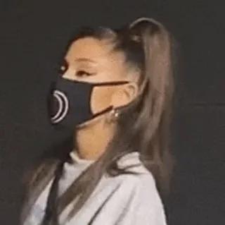 🍸 0d2ce237 Ariana Grande celebrity, singer, pop star, mask, face covering, ponytail telegram sticker