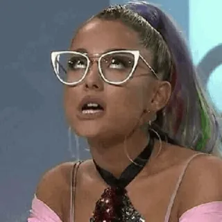 🍸 9a6d0e45 Ariana Grande singer, celebrity, pop star, glasses, meme telegram sticker