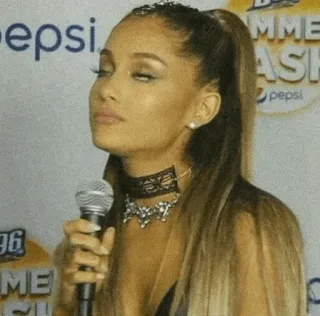 🍸 be4c519d Ariana Grande singer, pop star, celebrity, performer, microphone, music telegram sticker
