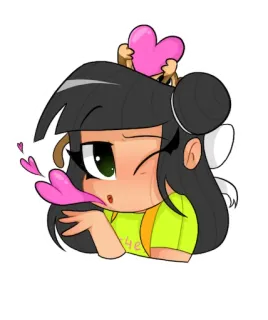 😘 2159237d Cartoon, Mädchen, Zwinkern, Herz, Süß, Kuss, Liebe telegram sticker