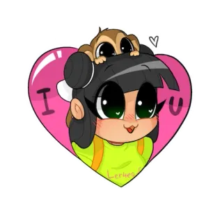 💖 33e19c43 I U Cartoon, Mädchen, Herz, Süß, Affe, Liebe telegram sticker