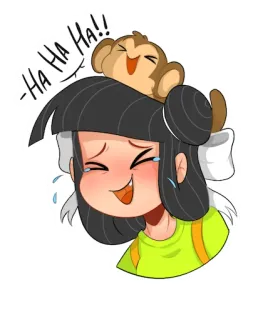 😂 b2ecd134 HA HA HA!! Cartoon, Fröhlich, Lachend, Affe, Mädchen, Humor telegram sticker