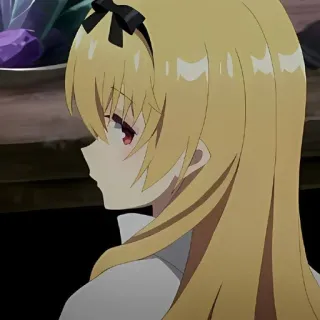 🌙 0d1f6ed6 애니메이션, 금발 머리, 빨간 눈, 여자, 캐릭터 whatsapp sticker