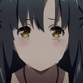 🌙 6ec3f873 애니메이션, 울음, 슬픔, 눈물, 소녀, 갈색 머리 whatsapp sticker