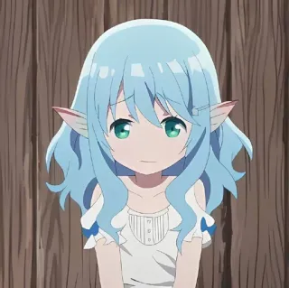 🌙 c1522f33 애니메이션, 엘프, 파란 머리, 귀여운, 소녀 whatsapp sticker
