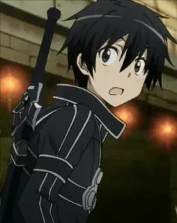 😨 12a6dbad Kirito Sword Art Online anime, sword, sword art online, kirito, character, japanese animation telegram sticker