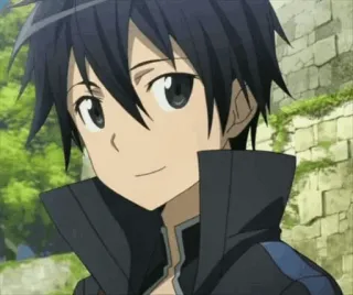 🙂 2982a31b Kirito Sword Art Online anime, male, character, smiling, sword art online, kirito telegram sticker