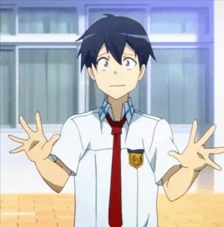 😨 55262cf9 anime, school uniform, confused, student, worried telegram sticker