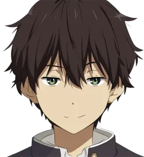 🙂 5e277b3b anime, boy, male, portrait, brown hair, green eyes telegram sticker
