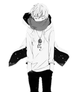 🙁 689de35d anime, manga, boy, character, scarf, hoodie telegram sticker