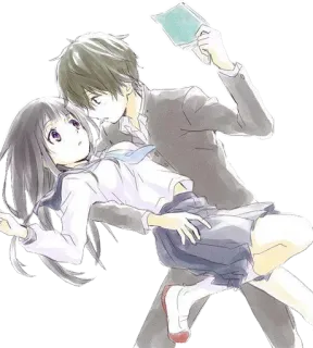 ❤ 8247e5b3 anime, school uniform, couple, romance, cute telegram sticker