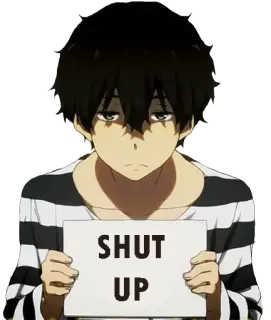 😐 b010dbee SHUT UP anime, shut up, slang, expression, offensive telegram sticker