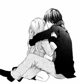 ❤ be2663c7 anime, couple, kissing, romance, manga, hug, love telegram sticker