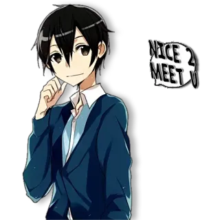 🅰 be32ff88 NICE 2 MEET U anime, boy, meeting, greeting, friendly, character telegram sticker
