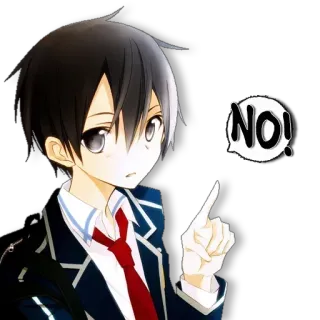 🅰 be857126 NO! anime, boy, no, denial, pointing, student telegram sticker