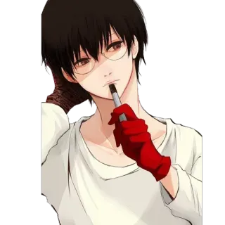 🤔 e2443d9a anime, drawing, male, glasses, person, portrait, art, character telegram sticker