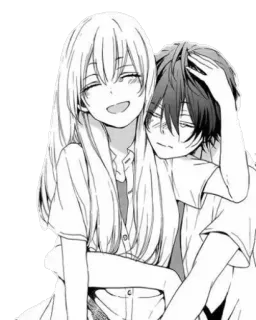 ❤ e4351cd1 anime, manga, couple, hug, affection, friendship telegram sticker