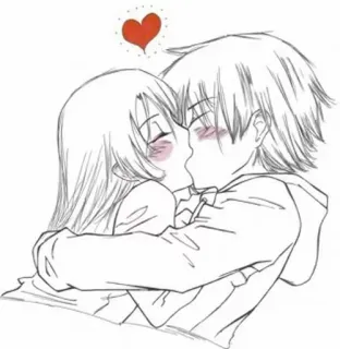 ❤ e8ddb6ac kiss, love, anime, couple, romance telegram sticker