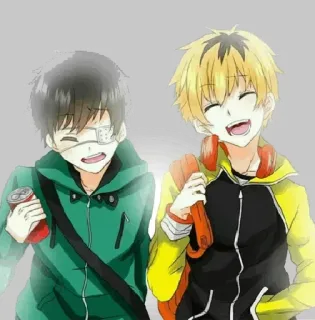 🙂 f353838c anime, friends, cartoon, manga, two people, smiling telegram sticker