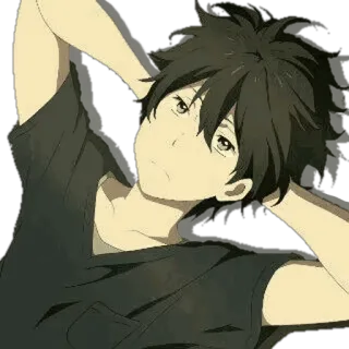 😕 fcd75a91 anime, boy, relaxing, teenager, cartoon telegram sticker