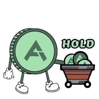 ✨ 136dd3f4 HOLD criptomoneda, finanzas, inversión, dibujo animado, moneda whatsapp sticker