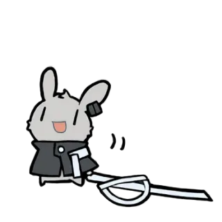 😃 19188fd8 Oh! rabbit, sword, cartoon, animal, cute telegram sticker