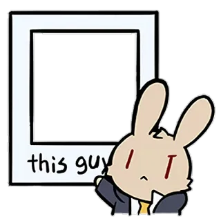 👮‍♂️ f20b4305 this guy bunny, cartoon, animal, suit, pointing telegram sticker