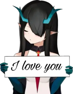 ❤️ c1775f00 I love you love, anime, horns, demon, cute whatsapp sticker
