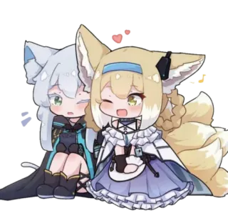 ❤️ eb4a262a anime, fox girl, cute, chibi, kawaii, couple, love whatsapp sticker