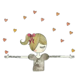 ❣ 03952590 THE BEATLES menina, corações, loira, The Beatles, música, desenho, desenho animado telegram sticker