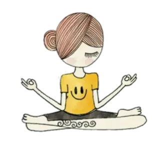 😌 06edca9d Yoga, Meditação, Mulher, Desenho animado, Paz, Relaxamento, Feliz telegram sticker