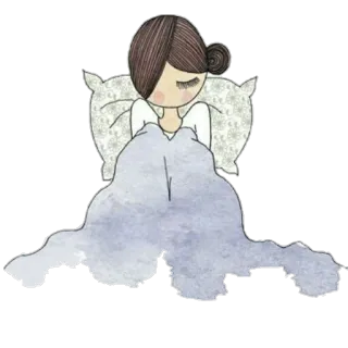 😴 0eaee1eb menina, sono, cama, travesseiro, cobertor telegram sticker