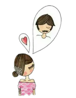 ❤ 6f5c2b87 amor, coração, desenho animado, mulher, sonho, romance telegram sticker