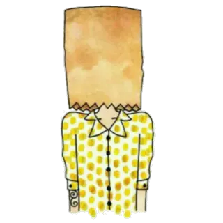 🙈 82d41844 Saco de papel, Personagem de desenho animado, Camiseta amarela, Ilustração, Abstrato, Design telegram sticker