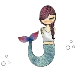 😊 921a7395 sereia, fantasia, oceano, mar, fofo, ilustração, desenho animado, menina telegram sticker