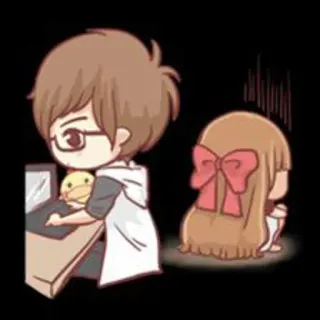 😔 b68e6422 pareja, dibujos animados, romance, relación, amor, lindo whatsapp sticker