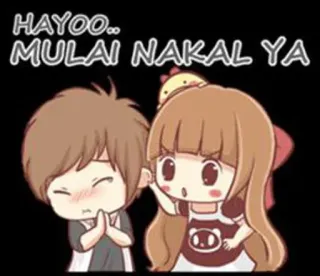 😆 d61fe42e HAYOO.. MULAI NAKAL YA dibujos animados, pareja, amor, lindo, romance, cariño whatsapp sticker