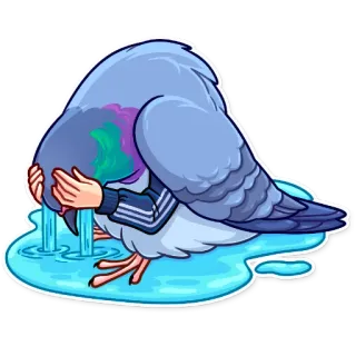 😭 414a9913 นกพิราบ, ร้องไห้, เศร้า, นก, น้ำตา, มีม telegram sticker