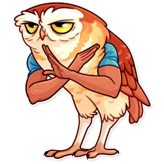 🙅‍♀️ 4c4b097e นกฮูก, การ์ตูน, สัตว์, ตลก, ตัวละคร, สติกเกอร์ telegram sticker