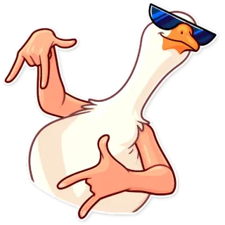 😎 6e03fd98 ห่าน, สัตว์, สติกเกอร์, การ์ตูน, แว่นกันแดด, ท่าทาง, เท่ telegram sticker